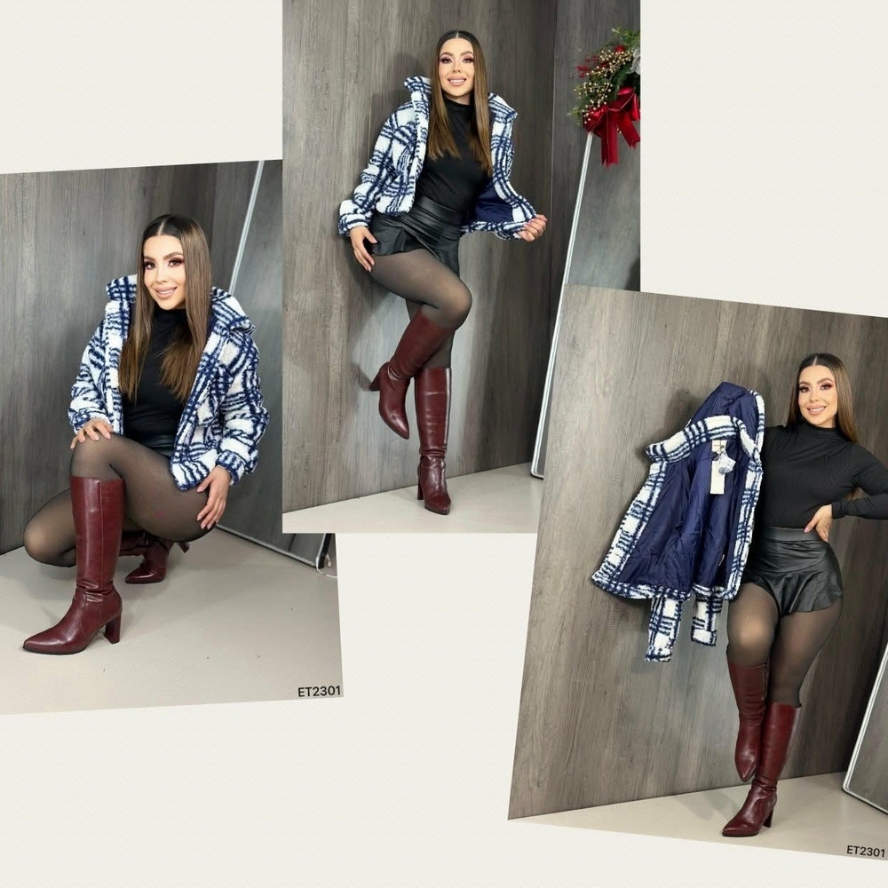 Stylish Blue and White Plaid Jacket
